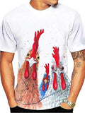 themeisles Men's T shirt Tee Funny T Shirts Animal Graphic Prints Chicken Round Neck A B C D F 3D Print Daily Holiday Short Sleeve Print Clothing Apparel Cute Designer Cartoon Casual