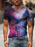 themeisles Bright Star Digital Printing Round Neck Casual Men's Sports Short-sleeved 3D T-shirt