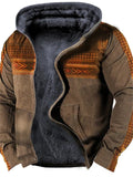 themeisles Men's Fleece Jacket Full Zip Hoodie Fleece Hoodie Sherpa Jacket Blue Khaki Brown Gray Hooded Graphic Prints Zipper Print Casual Daily Sports 3D Print Fleece Basic Designer Casual Fall & Winter