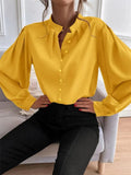 themeisles Women's Shirt Spring and Summer New Elegant Solid Color Lapel Long-sleeved Single-row Button Loose Urban Style Female Blouse