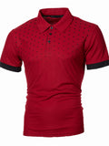 themeisles Men's Polo Shirt Golf Shirt Polka Dot Turndown Black / Red Blue Orange Dark Gray Red Outdoor Daily Short Sleeve Button-Down Clothing Apparel Classic