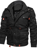 themeisles Fall and Winter New Men's Jackets Hooded Padded Section of The Long Section of The Workwear Jacket Men's Coat