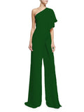 themeisles Women's Casual Streetwear Street Daily Wear One Shoulder High Waist Green White Black Jumpsuit Solid Colored