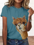 themeisles Summer Casual Short-sleeved 3D Animal Print Round Neck T-shirt