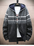 themeisles Autumn and Winter New Men's Casual Jacket Hooded Cardigan Knitted Thickened and Padded Sweater Men's Clothing