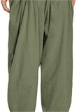 themeisles Men's Linen Pants Trousers Summer Pants Beach Pants Drawstring Elastic Waist Plain Comfort Breathable Casual Daily Holiday Linen / Cotton Blend Streetwear Designer Black Army Green