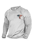 themeisles American Retro Street American Flag Print Long-sleeved Top Cotton Round Neck Men's Bottoming Clothes