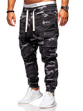 themeisles Men's Cargo Pants Sweatpants Joggers Trousers Jogging Pants Drawstring Elastic Waist Multi Pocket Camouflage Sports Outdoor Casual Black Camouflage Green Micro-elastic