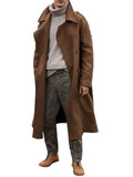 themeisles Casual Loose Men's Solid Color Single-breasted Lapel Extended Section Trench Coat Men's Coat Over The Knee Windbreaker