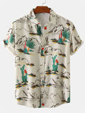 themeisles Men's Summer Beach Floral Shirt Fashionable and Comfortable Slim Type Men's Casual Shirt Short-sleeved Tops