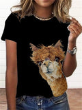 themeisles Summer Casual Short-sleeved 3D Animal Print Round Neck T-shirt