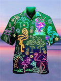 themeisles Men's Shirt Summer Hawaiian Shirt Camp Shirt Graphic Shirt Aloha Shirt Fluorescent Turndown Light Purple Green Purple Yellow Red 3D Print Street Casual Short Sleeve 3D Button-Down Clothing Apparel