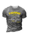 themeisles Fish Rod Fishing Print Loose Men's T-shirt