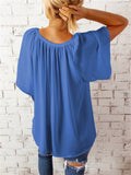 themeisles Summer Loose V-neck Tops Casual Women's T-shirt Chiffon Shirt