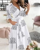 themeisles Spring/summer Fashion Long-sleeved V-neck Print Hip Dress Women's Wear