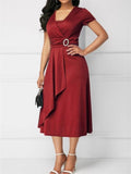 themeisles Fashion Temperament Asymmetric Hem V-neck Dress Party Evening Dress