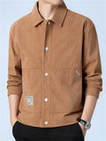 themeisles Corduroy Men's Solid Color Jacket Autumn New Trend of Youth Fashion Casual Wild Single-breasted Lapel Jacket