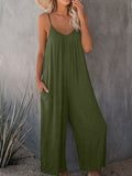 themeisles Strap Jumpsuit Women's New Solid Color Pocket Casual Jumpsuit