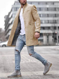 themeisles Autumn and Winter Fashion Trend Trench Coat Men's Jacket Lapel Phoenix Tweed Medium-length Coat