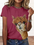 themeisles Summer Casual Short-sleeved 3D Animal Print Round Neck T-shirt