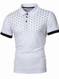 themeisles Men's Polo Shirt Golf Shirt Polka Dot Turndown Black / Red Blue Orange Dark Gray Red Outdoor Daily Short Sleeve Button-Down Clothing Apparel Classic