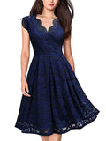 themeisles Women's Retro Lace V-neck Sleeveless Dress