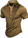 themeisles Men's Henley Shirt Plain V Neck Outdoor Daily Wear Short Sleeve Retro Clothing Apparel Designer Casual