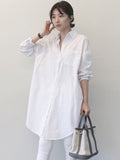 themeisles Office Long Sleeves Solid Color Lapel Blouses Shirt Dress