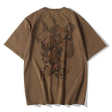 themeisles Aidase Lyprerazy Chinese Vintage Monkey King Embroidery T Shirt Men Tshirt Men Streetwear T-Shirt Hip Hop 4XL Clothes Brown Cotton