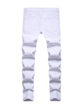 Themeisles Popular White Print Mid Waist Jeans Men